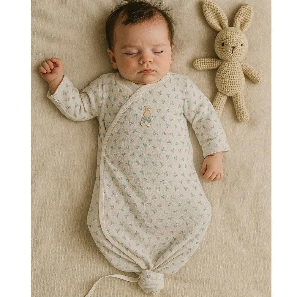 Vintage 1996‎ Peter Rabbit Friends Sleep and Play Gown Tie Bottom Small 0-11 LBS